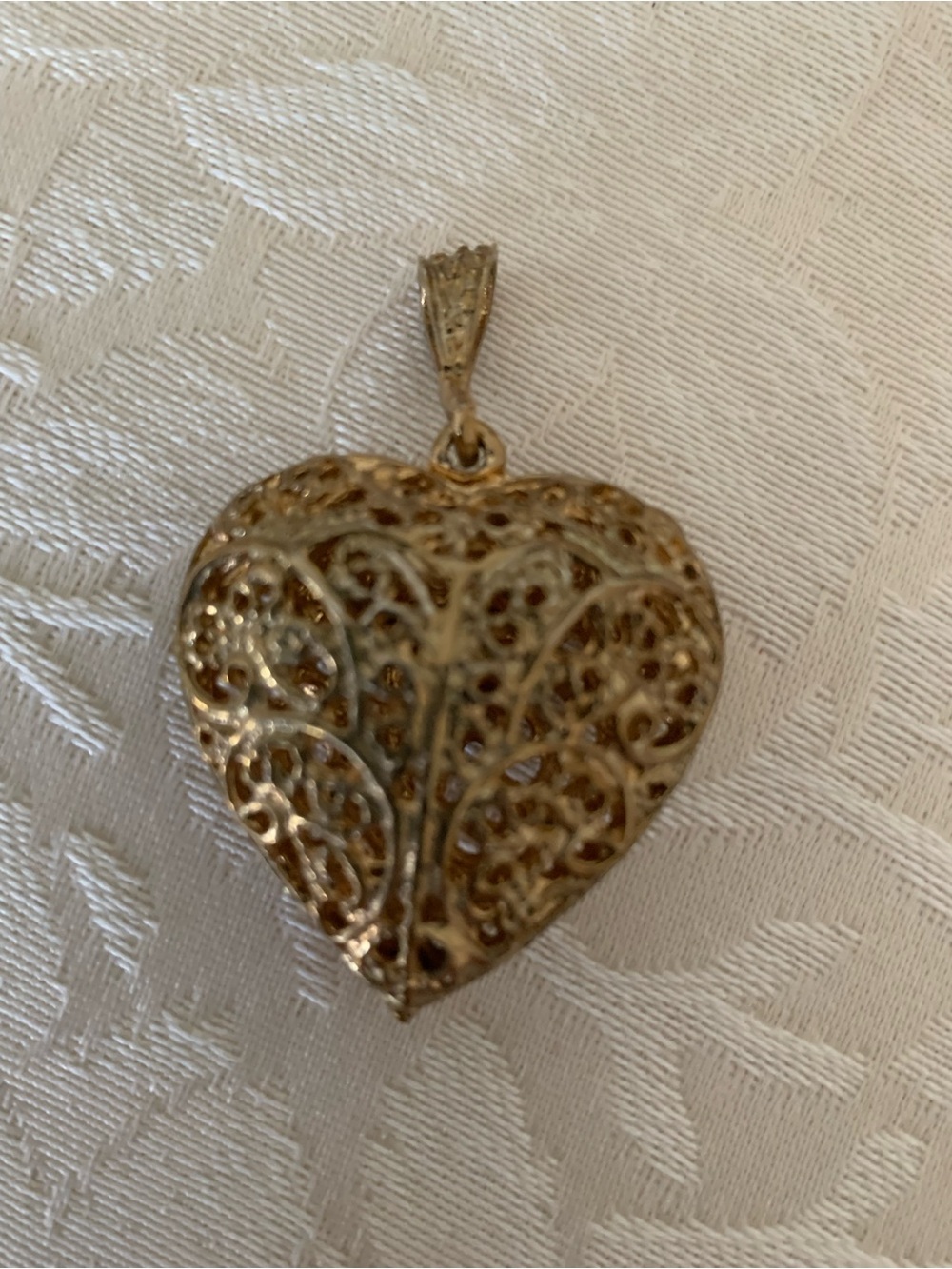 Gold Filigree Heart Pendant Necklace Charm